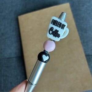 Handcrafted Coffee Theme Pen + Kraft Journal Notebook (FUELED - SILVER)